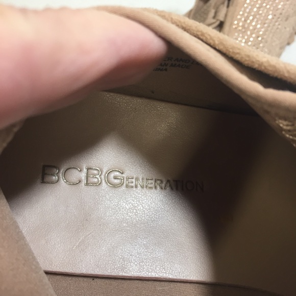 BCBGeneration Lynn Pin Stud Bling Sock Style Low Top Sneakers Tan Rose G… - Picture 7 of 12